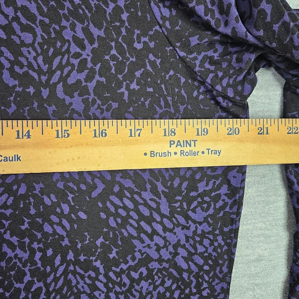 Chico's Women's US Size L Purple Black Geometric Printed Long Sleeve Shirt